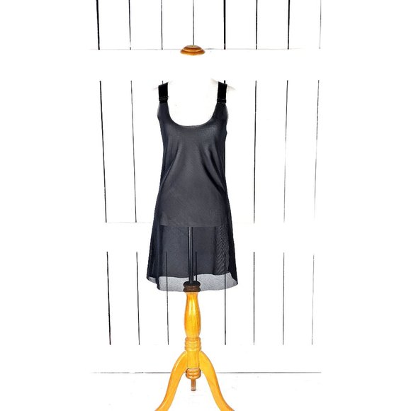 JJ by Julie Haus sheer black stretch mesh net teddy lingerie slip negligee - Picture 1 of 8